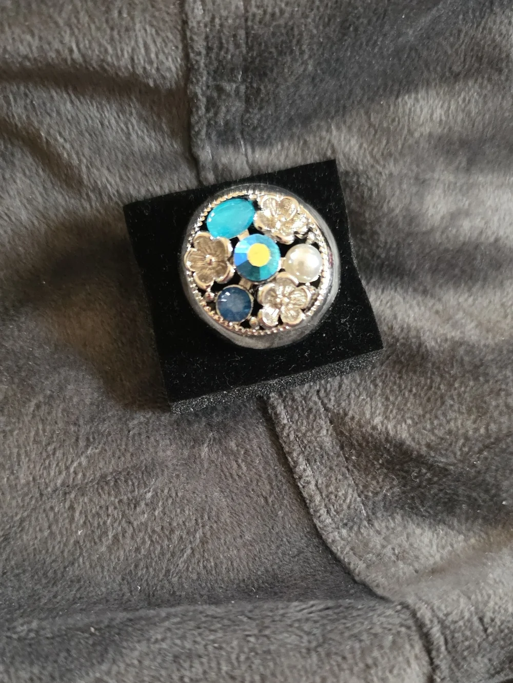 paparazzi Silver Blue Turquoise Floral Statement Ring